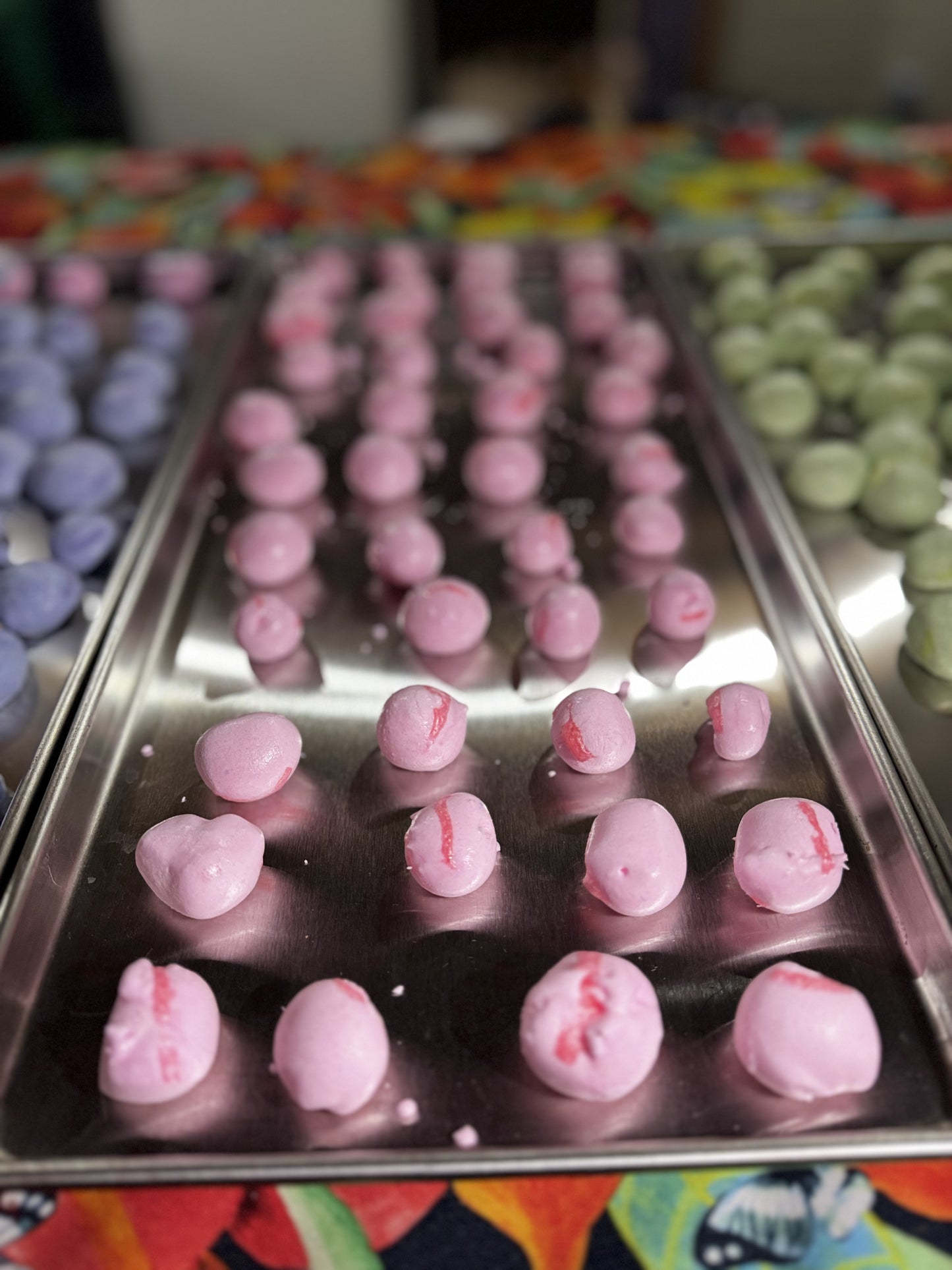 Freeze Dried Candy, displaying candy on tray, salt water taffy, cherry flavour