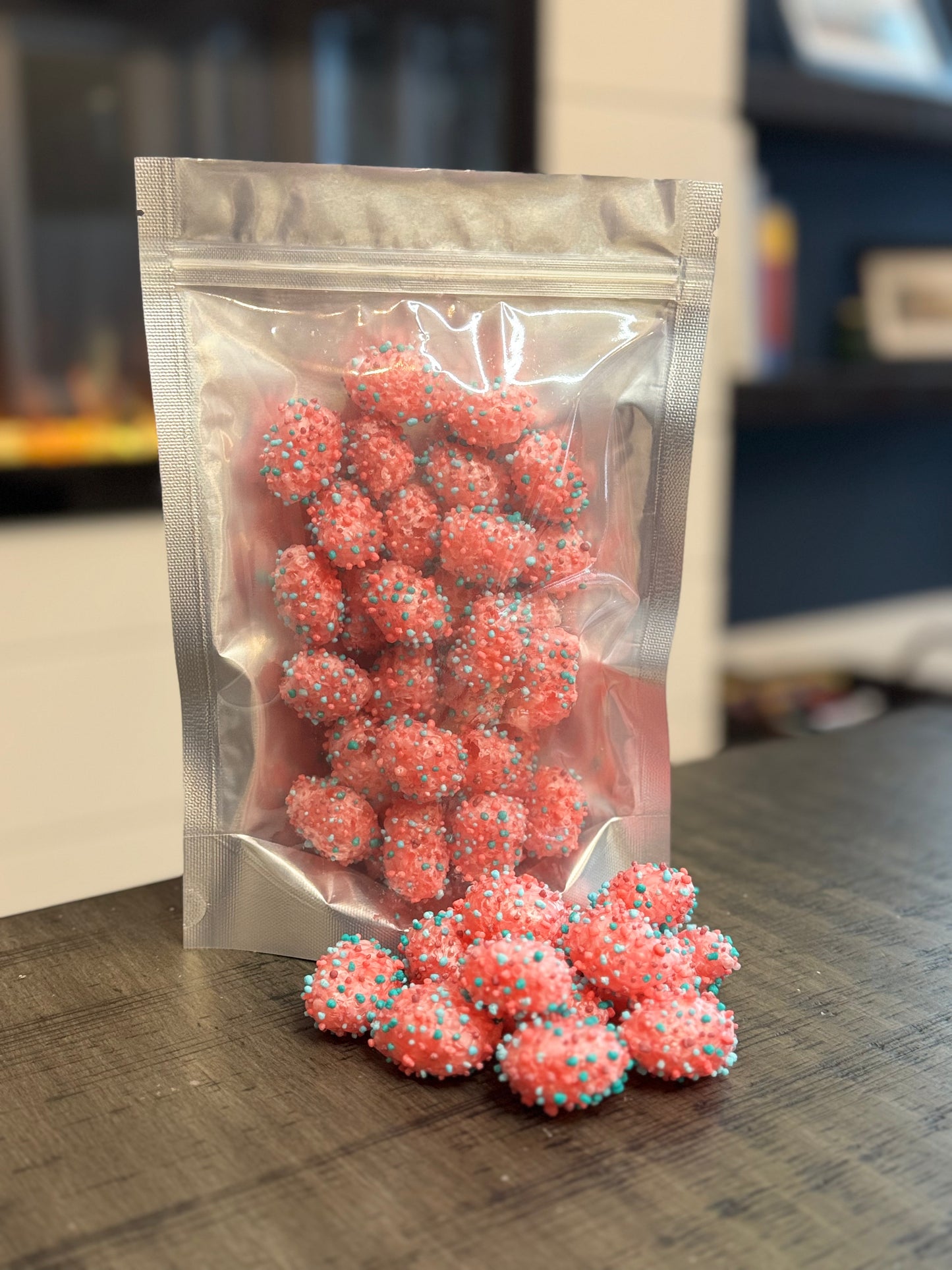 Freeze Dried Candy, large size bag, displaying candy, nerds gummy clusters