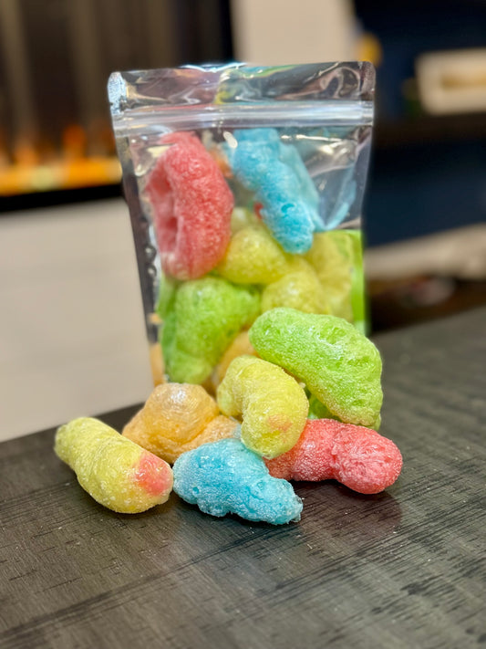 Freeze Dried Gummy Worms, sour flavour, regular size package, front view