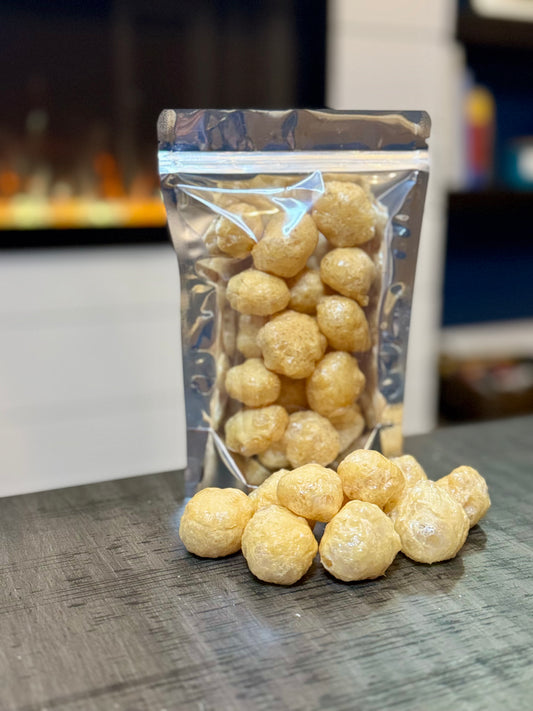 Freeze Dried Candy, regular size bag, displaying candy, caramels