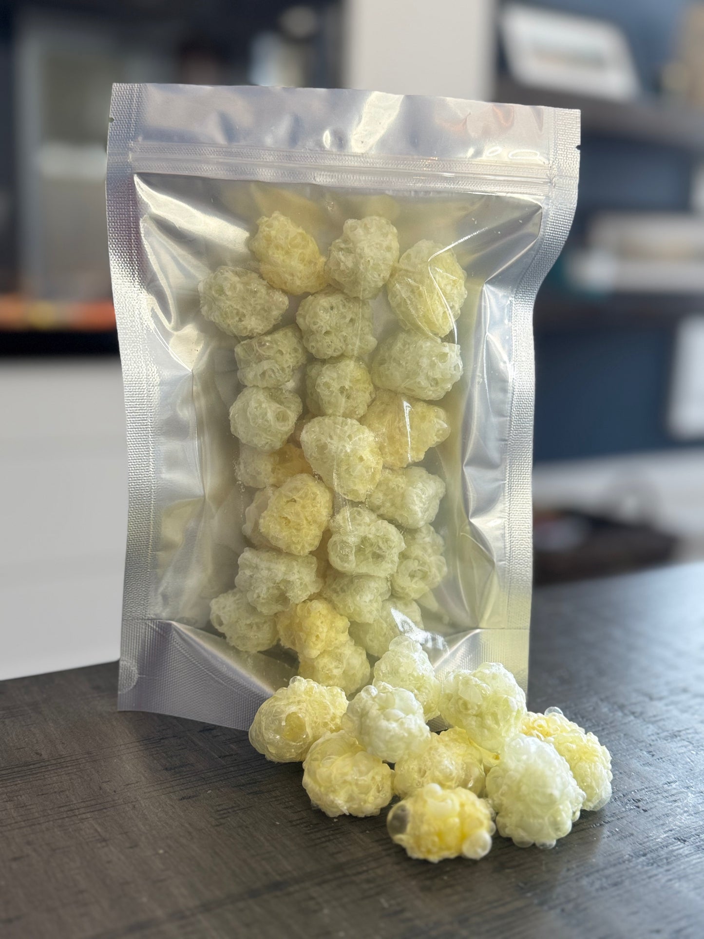 Freeze Dried Candy, large size bag, displaying candy, pineapple gummies