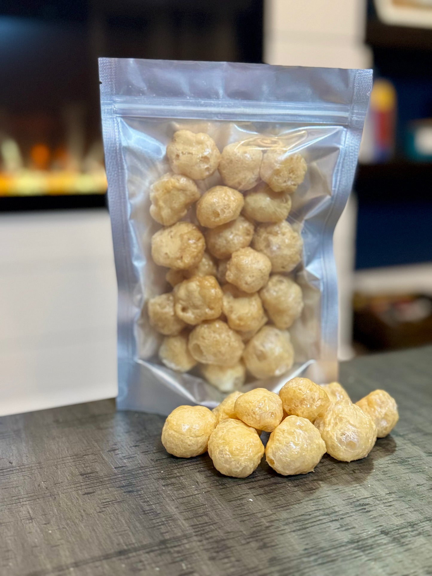 Freeze Dried Candy, large size bag, displaying candy, caramels