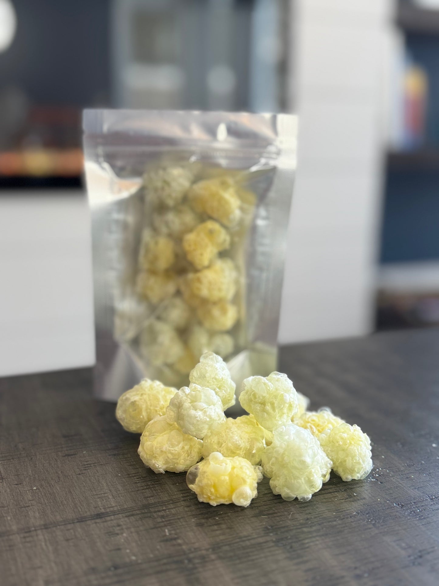 Freeze Dried Candy, small size bag, displaying candy, pineapple gummies