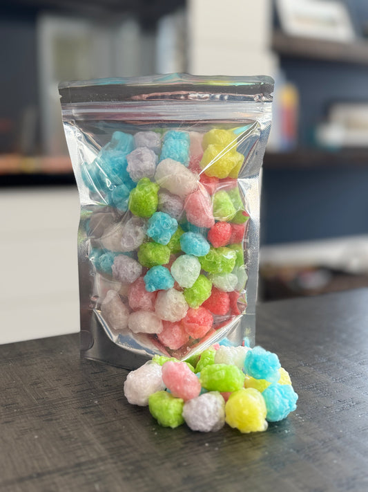 Freeze Dried Candy, regular size bag, displaying candy, gummy bears