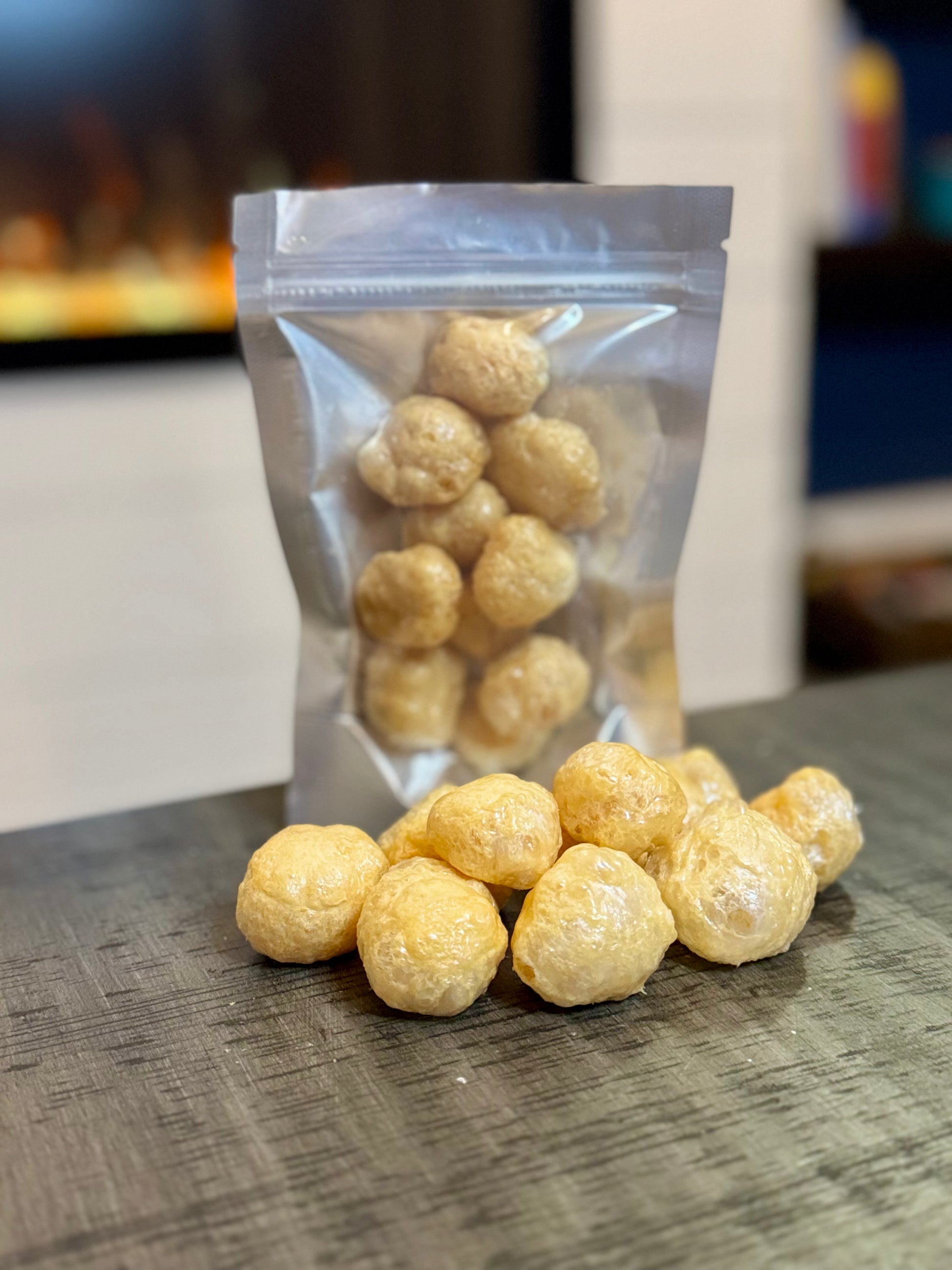 Freeze Dried Candy, small size bag, displaying candy, caramels