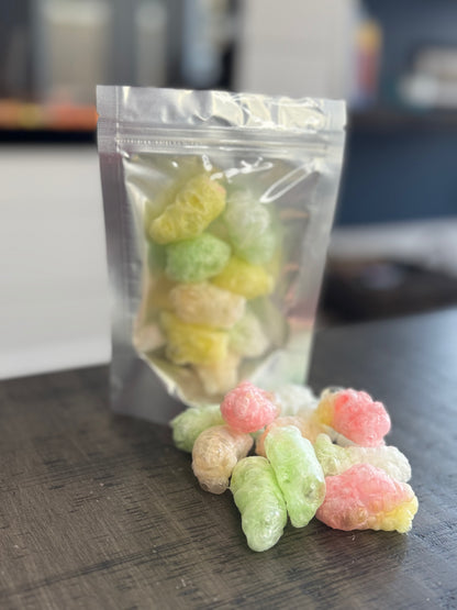 Freeze Dried Candy, small size bag, displaying candy, gummy worms
